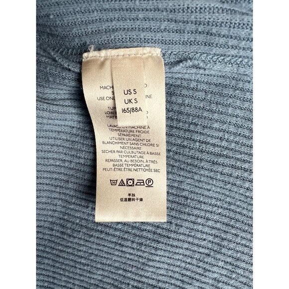 Free People Juicy Ribbed Dusty Blue Cowl Neck Sweater Loose Fit Small - Picture 6 of 14